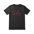 She Village Script Tee — Black / Pink