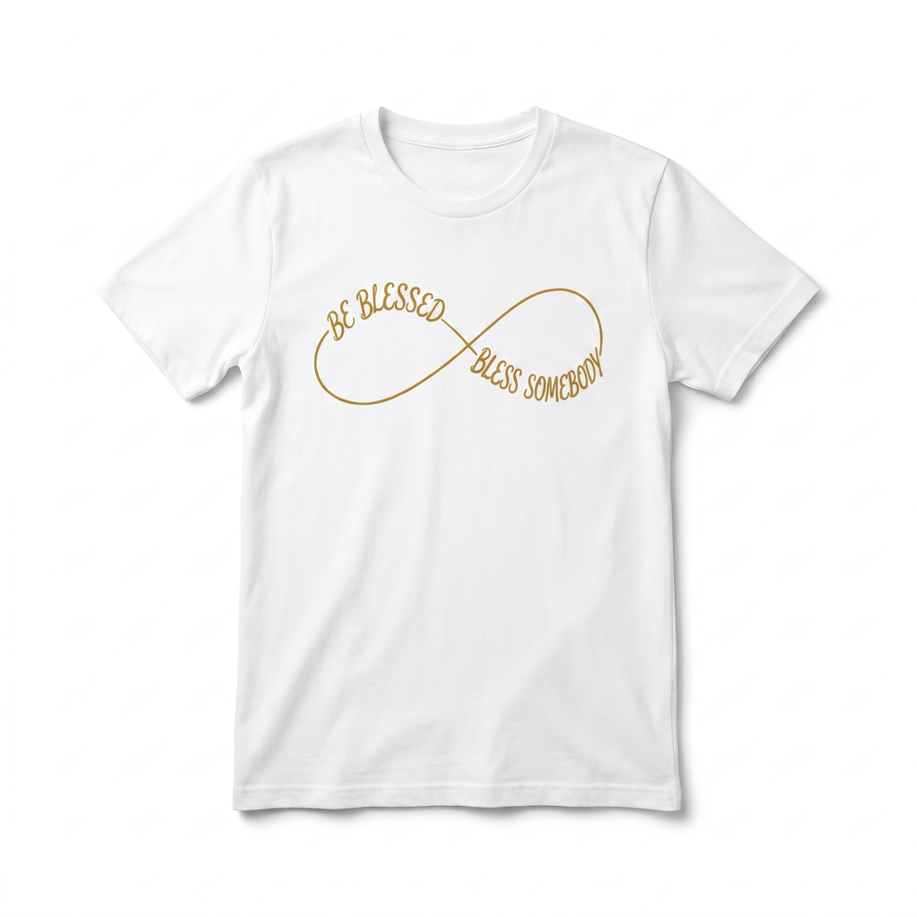 Be Blessed, Bless Somebody Tee — White / Gold