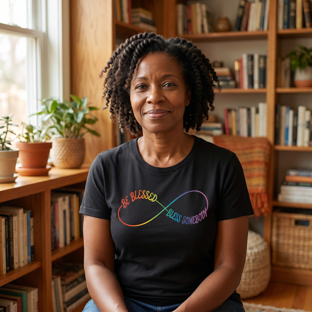 Be Blessed, Bless Somebody Tee — Black / Multicolor