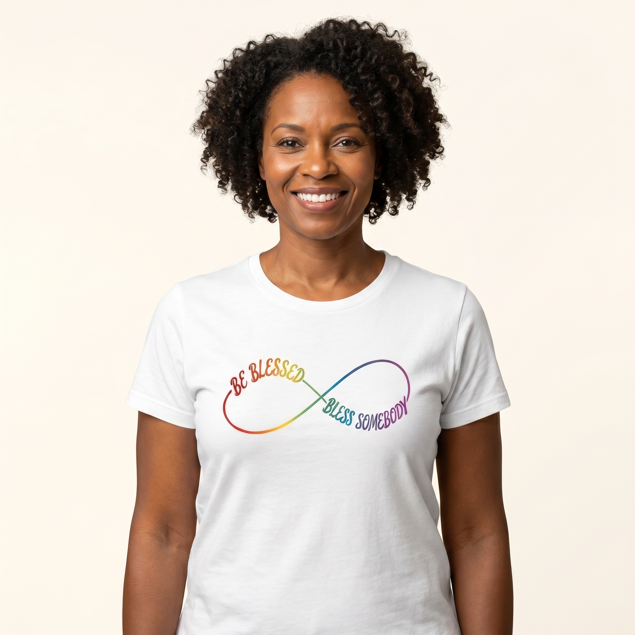 Be Blessed, Bless Somebody Tee — White / Multicolor